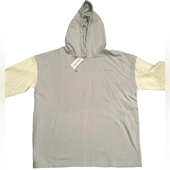 Outdoor Voices Womens Soft Cotton Gray Cream Hoodie Size M Color Block Oversized - Picture 5 of 15